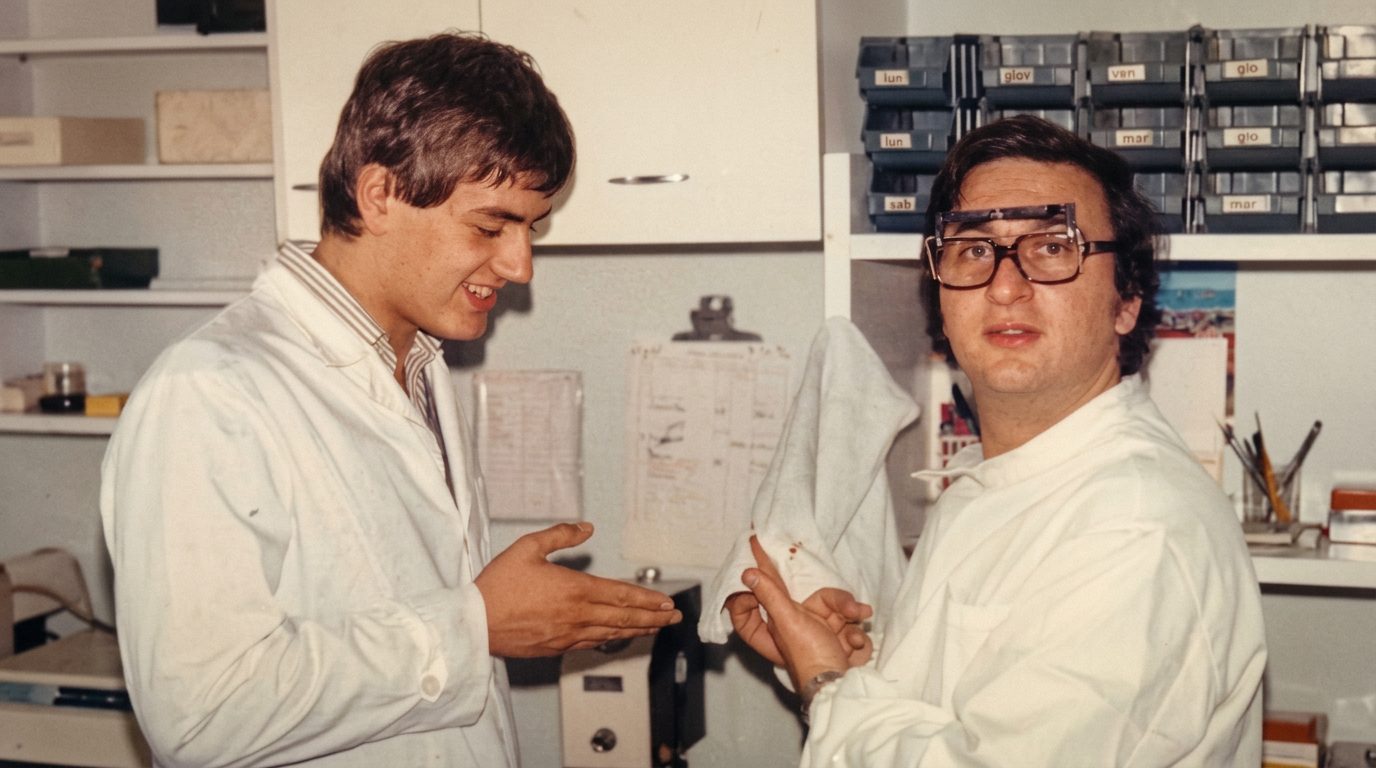 Il laboratorio Dainese negli anni Ottanta, agli inizi dell'attività